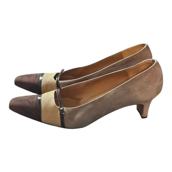 Salvatore Ferragamo Heels Size 9.5 AA Brown Beige - Picture 7 of 15